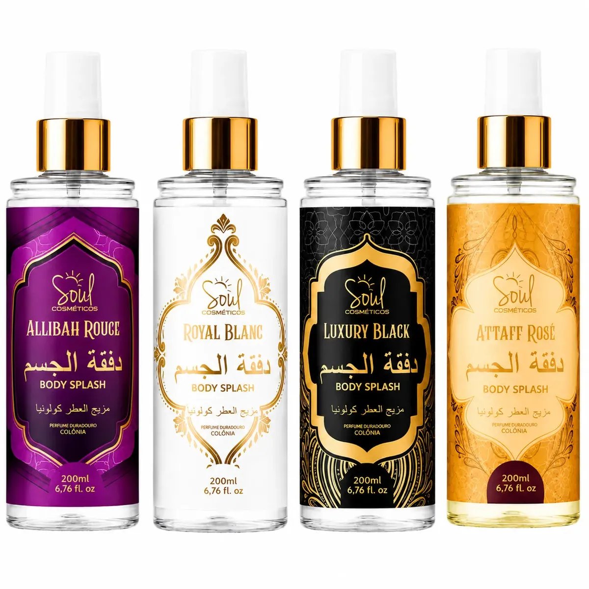 Kit Body Splash Árabe Feminino 4x200ml de Luxo