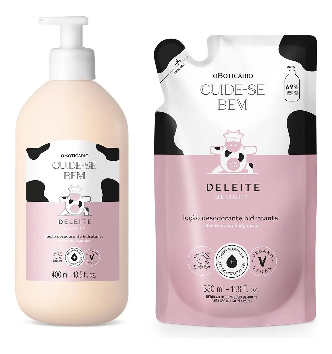 Kit Cuide-se Bem Deleite O Boticário: Loção Corporal 400ml + Refil
