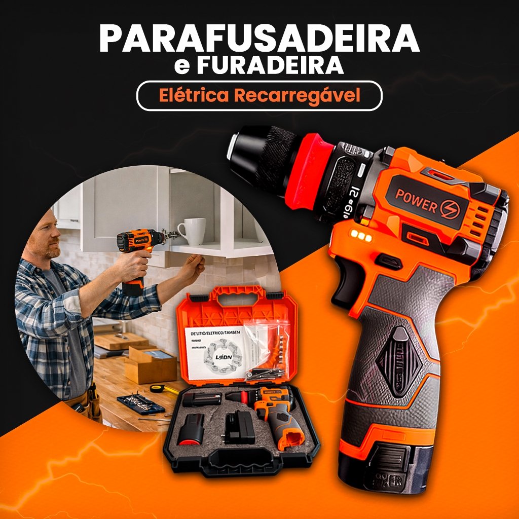 Parafusadeira e Furadeira 18V 30Nm com 2 Baterias Bivolt