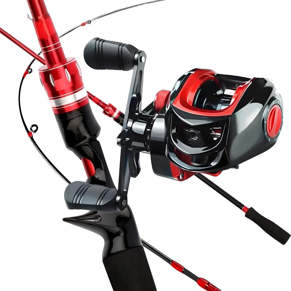 Kit Carretilha De Pesca+2,4m 80lb Lado Da Manivela Vara