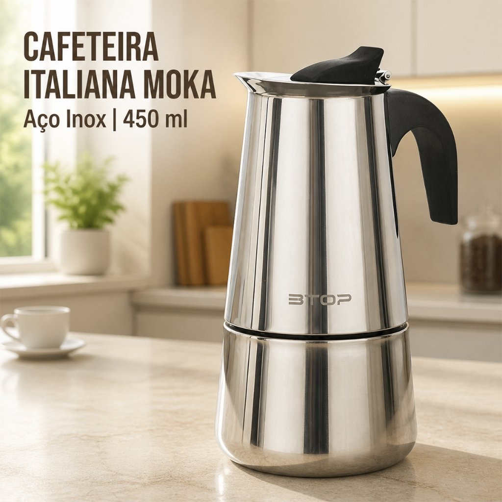 Cafeteira Moka Inox 450ml 9 Xícaras para Indução