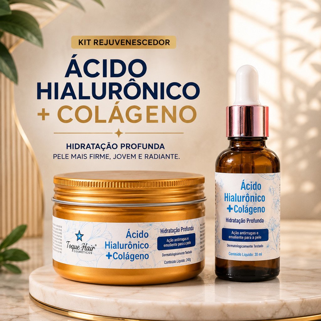 Kit Sérum Facial com Ácido Hialurônico e Colágeno