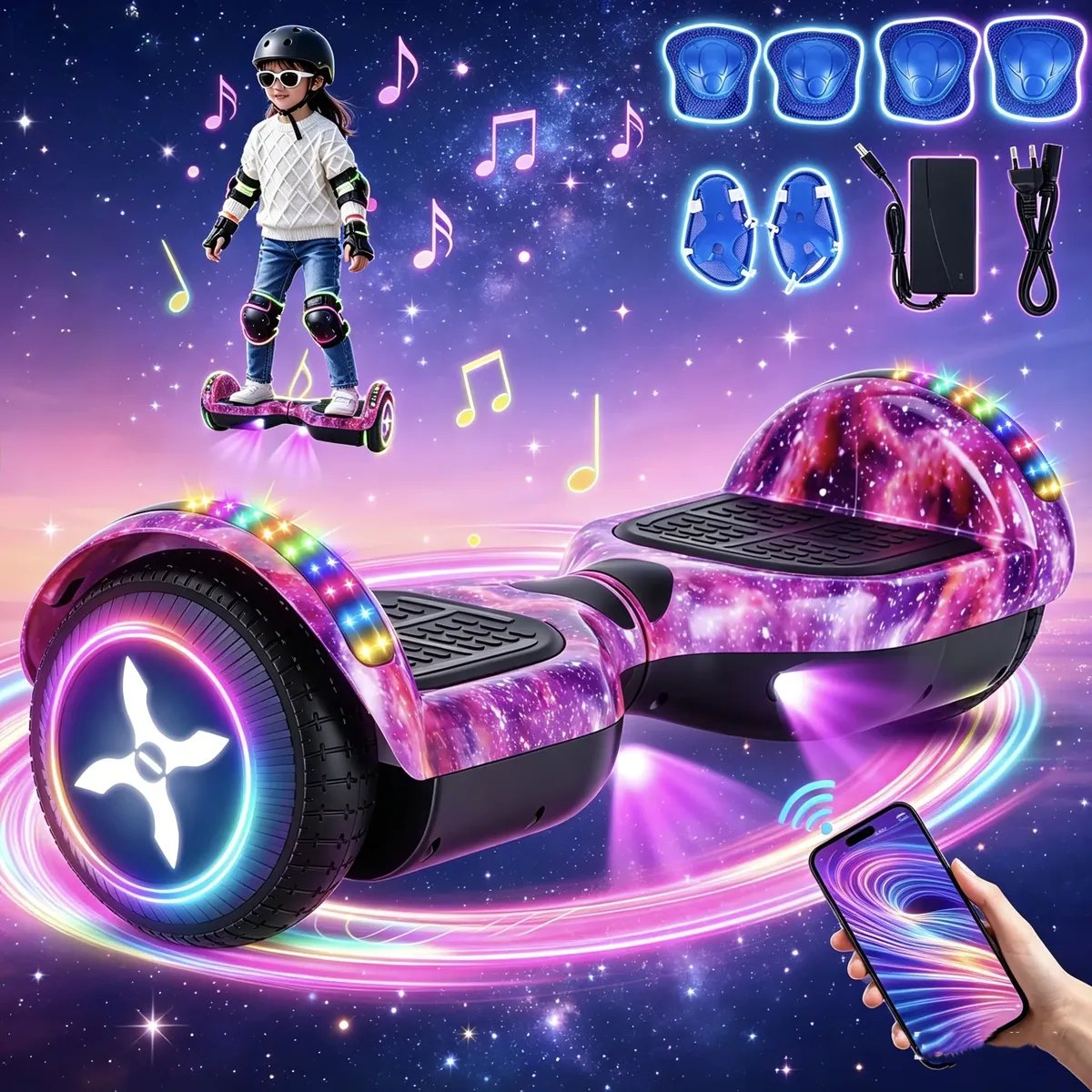 Review Técnico: Hoverboard Céu Estrelado Roxo com Kit e Bluetooth