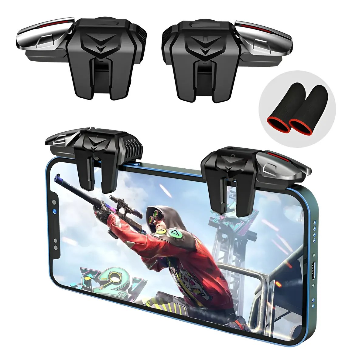 Gatilho L1/l2 + R1/r2 Pubg Celular Mira Jogo 4 Botões Luva