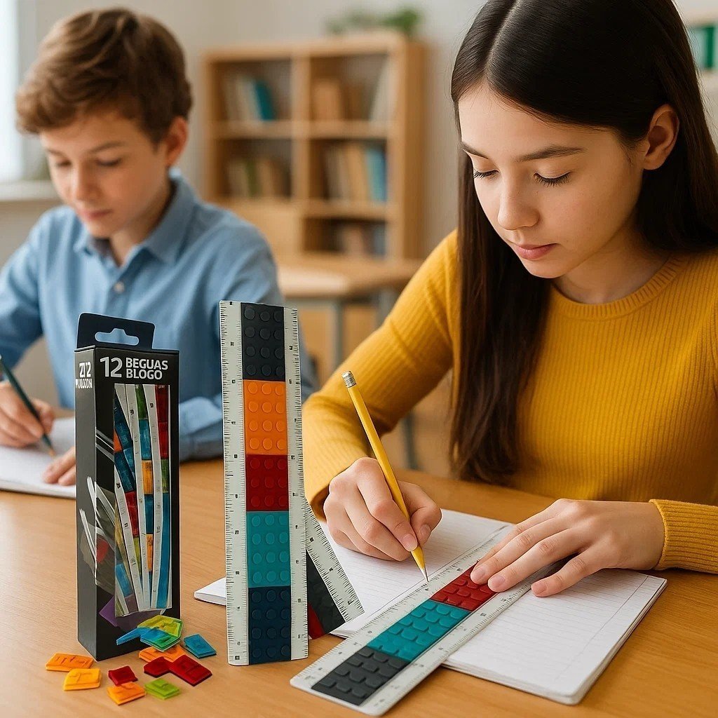 Kit 12 Réguas de Blocos Coloridos de Encaixe Educativo Infantil
