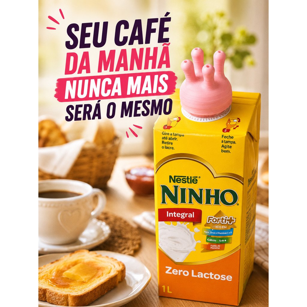 Tampa 'Teta de Vaca' Rosa: Análise Detalhada da Engenharia Lúdica para Caixinhas de Leite