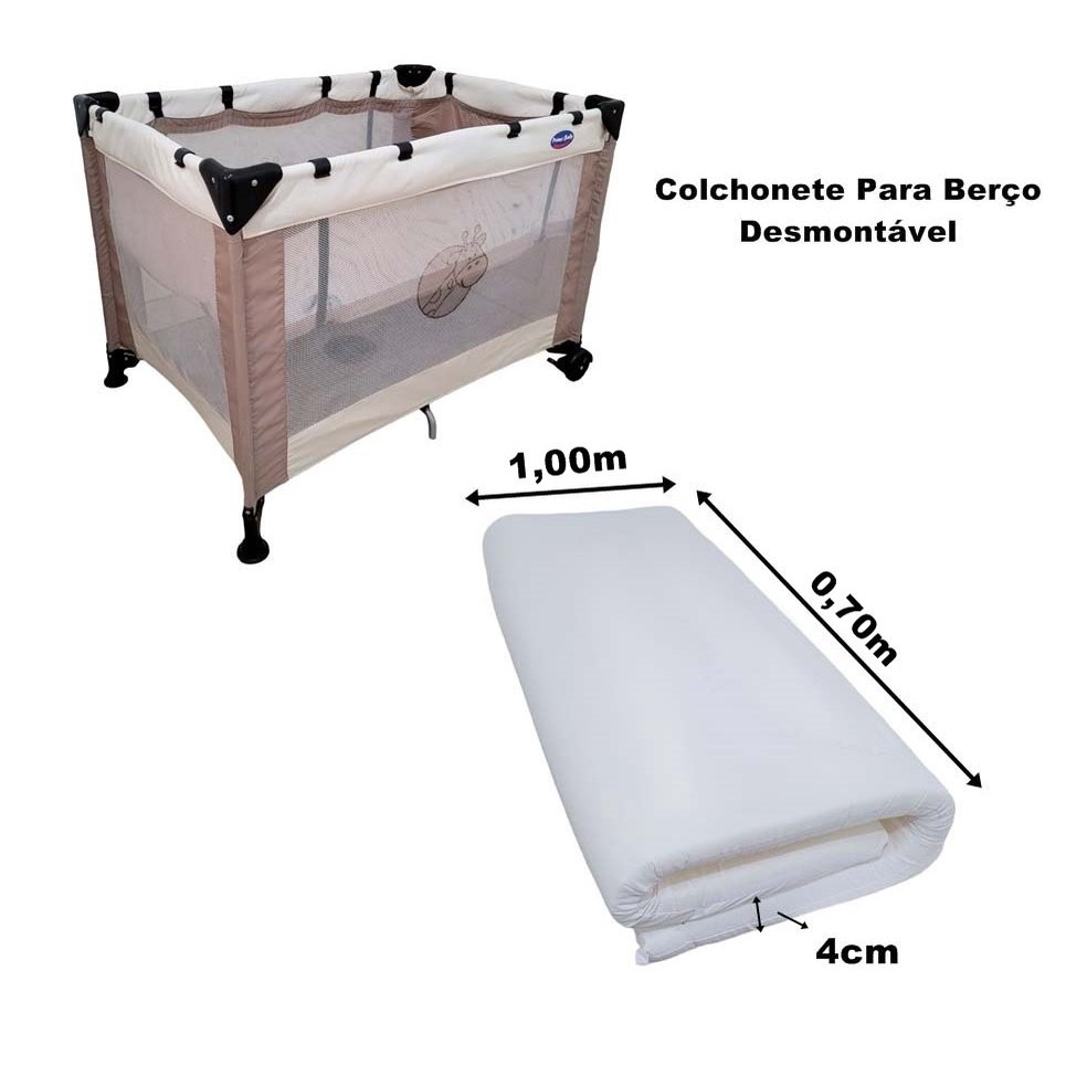 Colchonete Desmontavel E Dobravel Para Berço 70x1,00 - Branco Camping - pronta entrega