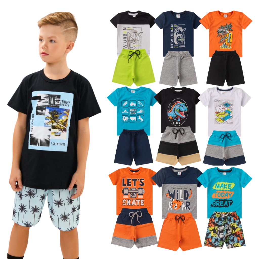 Kit Roupa Infantil Menino Verão 2 a 10 Peças Tamanho 1 ao 16