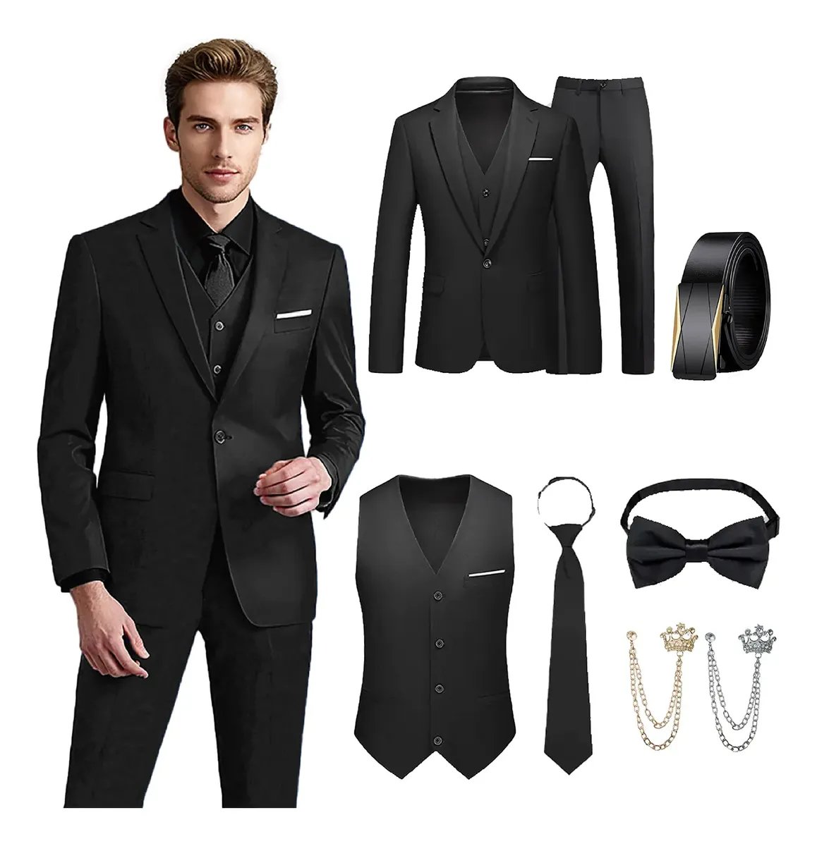 Kit Terno Masculino 8 Peças: Elegância Acessível para Ocasiões Especiais