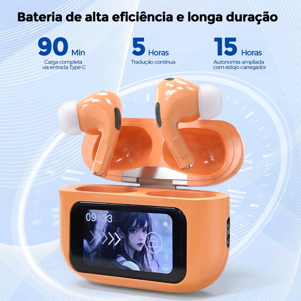 Fone TWS A9 Pro com Tela Touch e ANC por R$ 48