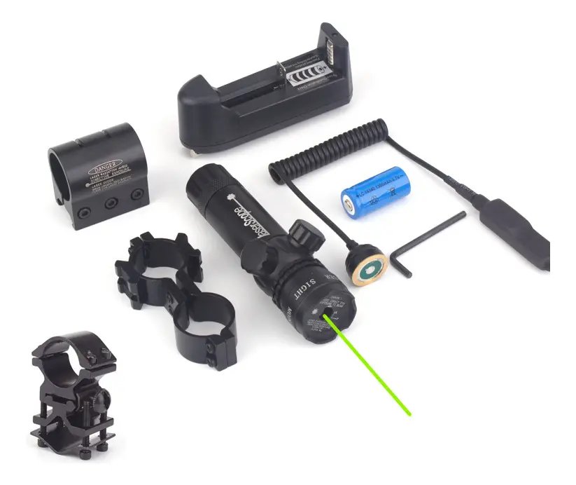 Traçante Mira Laser Verde Novo Airsoft Caça Com 3 Suportes