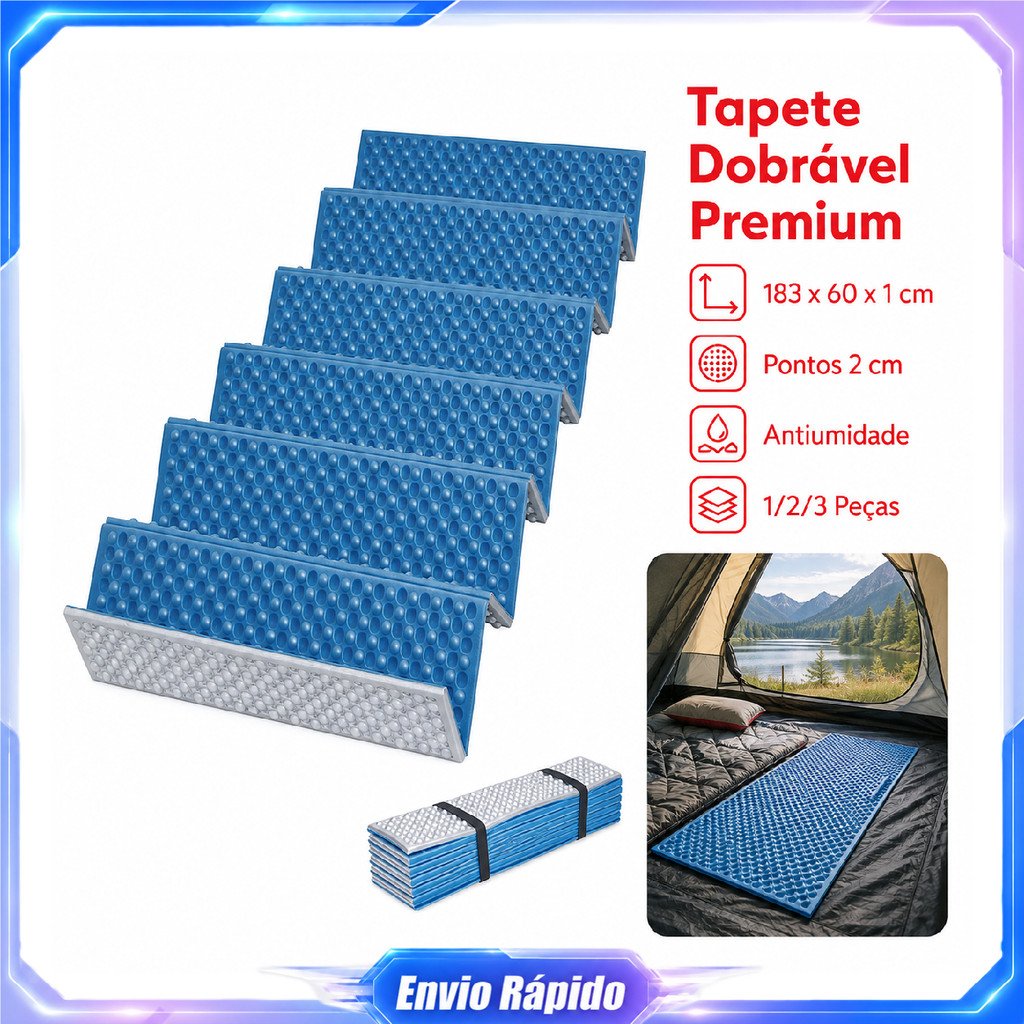Kit Colchonete de Acampamento Dobrável com Alça 183x60cm