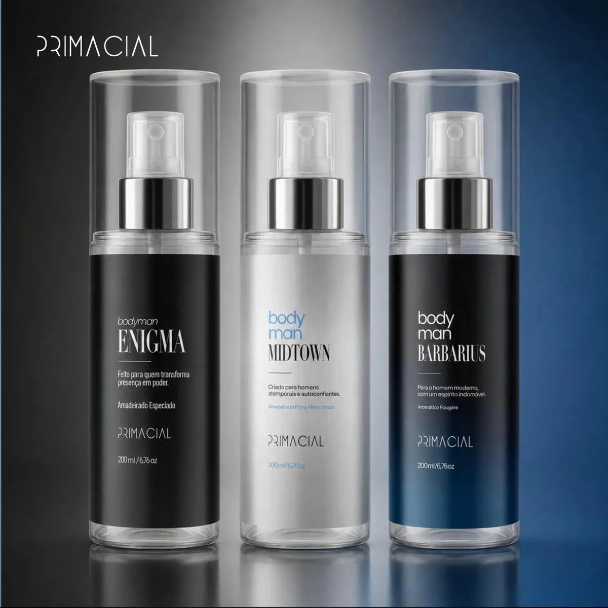 Kit Body Splash Masculino Barbarius, Enigma e Midtown 200ml