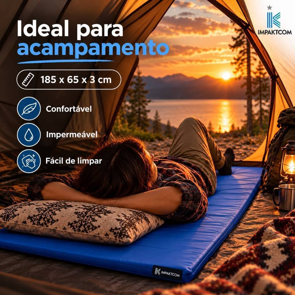 Colchonete Solteiro Dobrável Napa Impermeável para Camping e Visitas