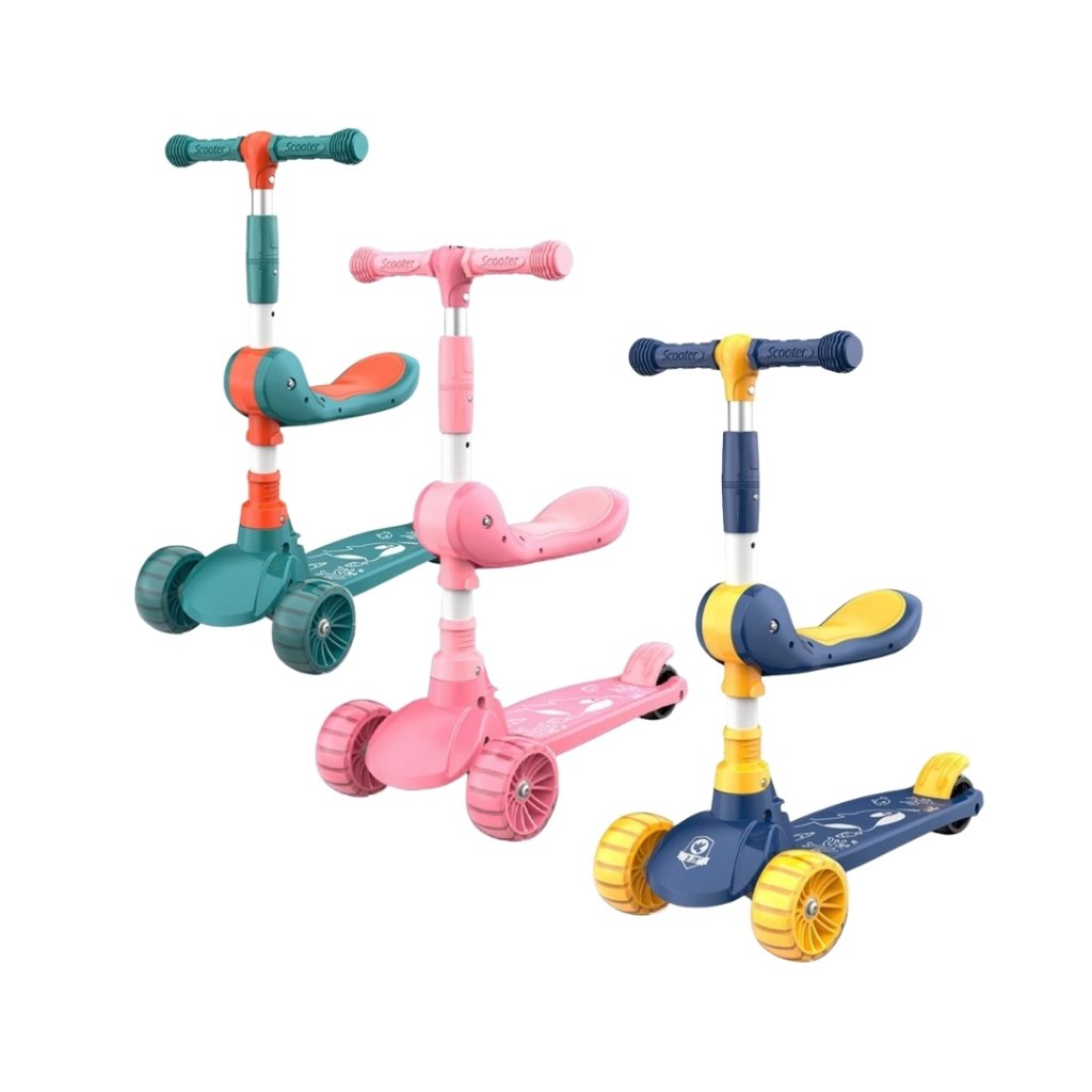 Patinete Infantil 3 Rodas 2 em 1 Dobrável com LED até 60kg