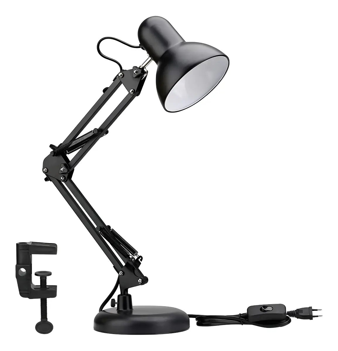 Luminária Articulada Dapon Estilo Pixar com Base e Garra Preta