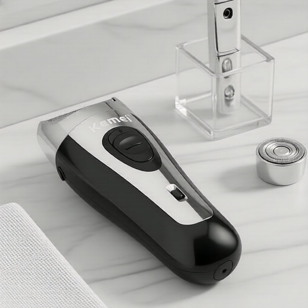Barbeador Elétrico Kemei 9038 Portátil com Tela LED