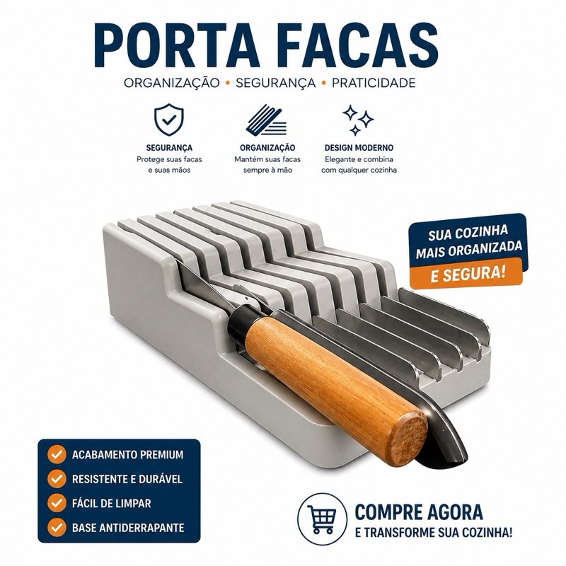 Organizador de Facas para Gavetas com Design Inteligente e Durável