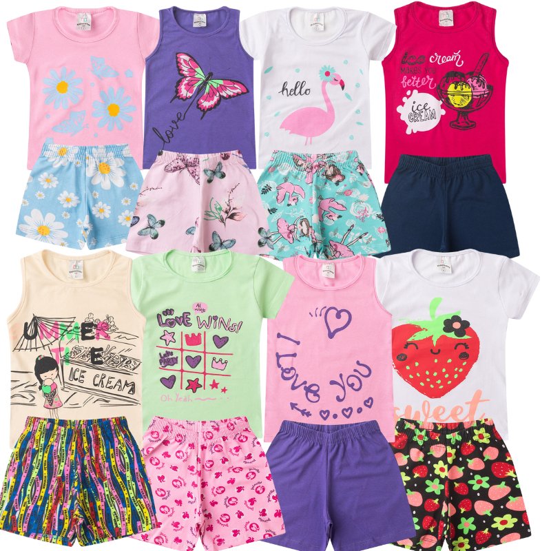Kit 6 Peças Roupa Infantil Menina Verão