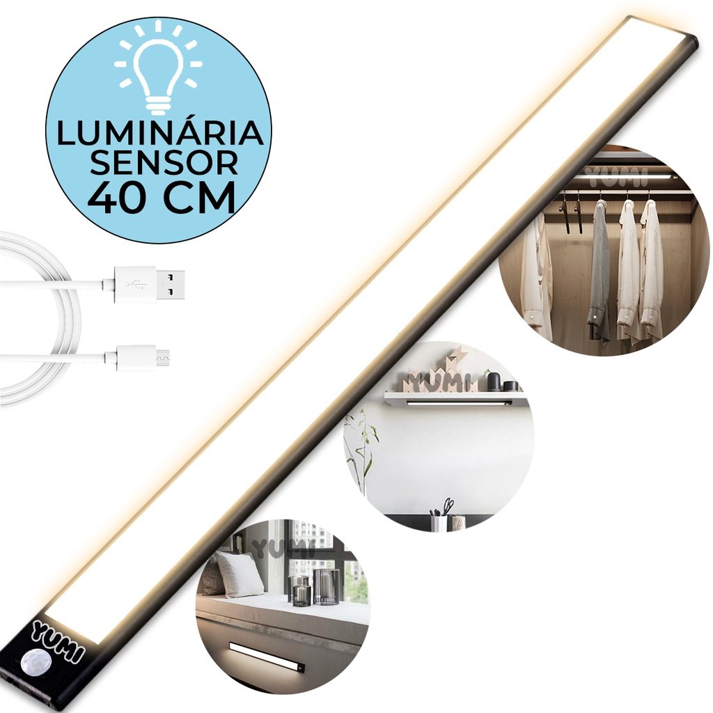 Luminária LED 40cm Sem Fio com Sensor: Versatilidade e Eficiência Recarregável