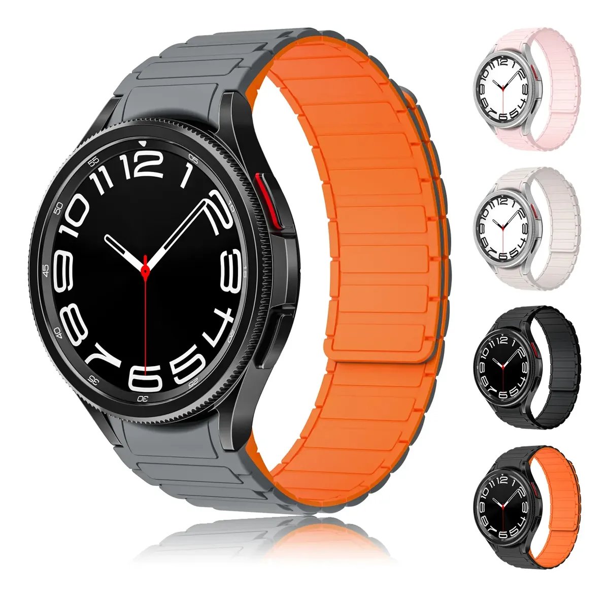 Pulseira Para Samsung Galaxy Watch 7 40mm 44mm Fe 6 5 4 Cinza-laranja
