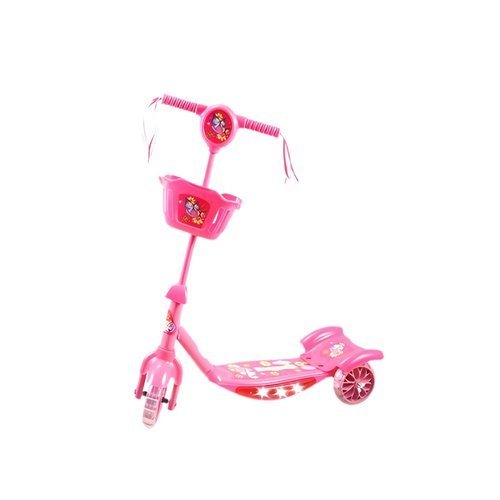Patinete Infantil 3 Rodas Dobrável com Led e Som Rosa
