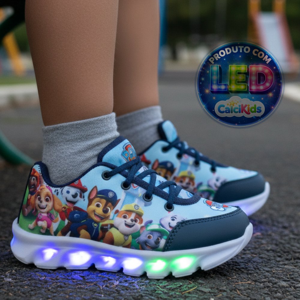 Tênis Infantil Patrulha Canina com LED para Meninos