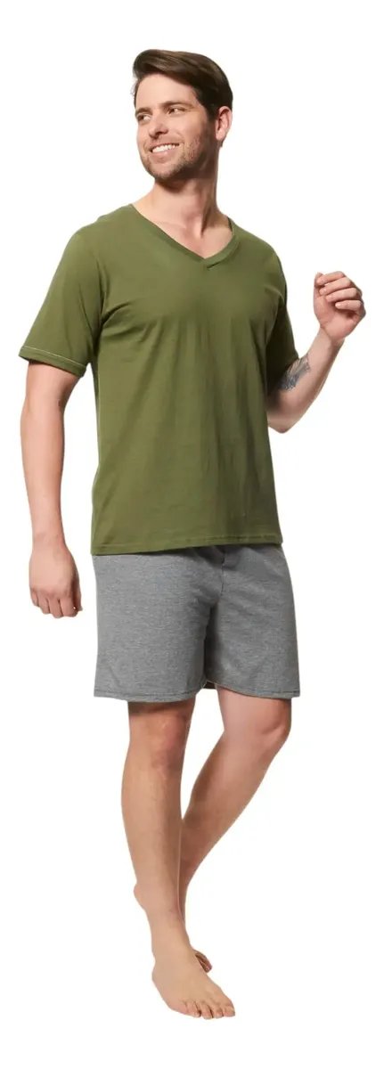 Pijama Masculino Malha Curto Lupo Cacto 4023 Liso G