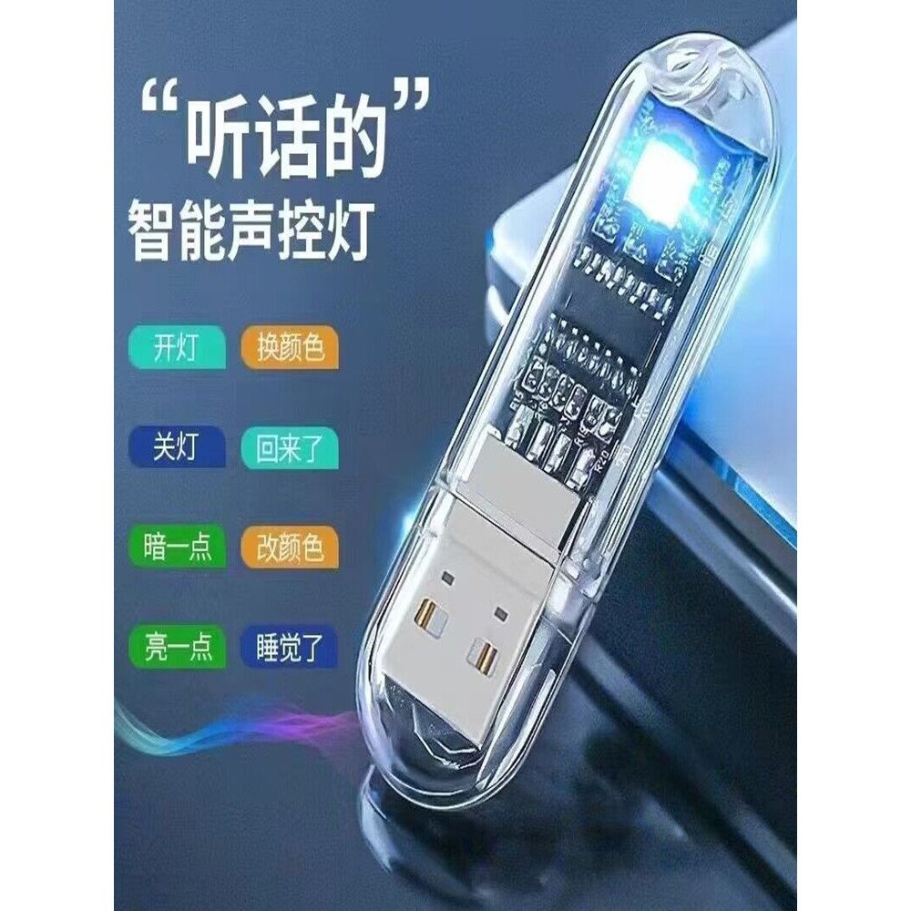 Mini Luz LED USB com Controle por Voz e Sensor Inteligente para Ambientes
