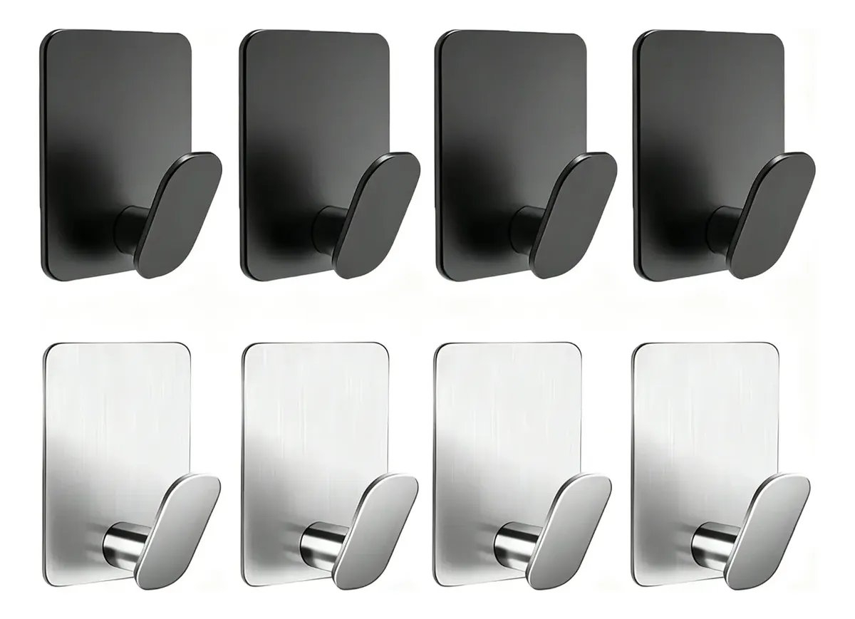 Ganchos Adesivos Inox Preto: Organização Inteligente e Durável Sem Furos