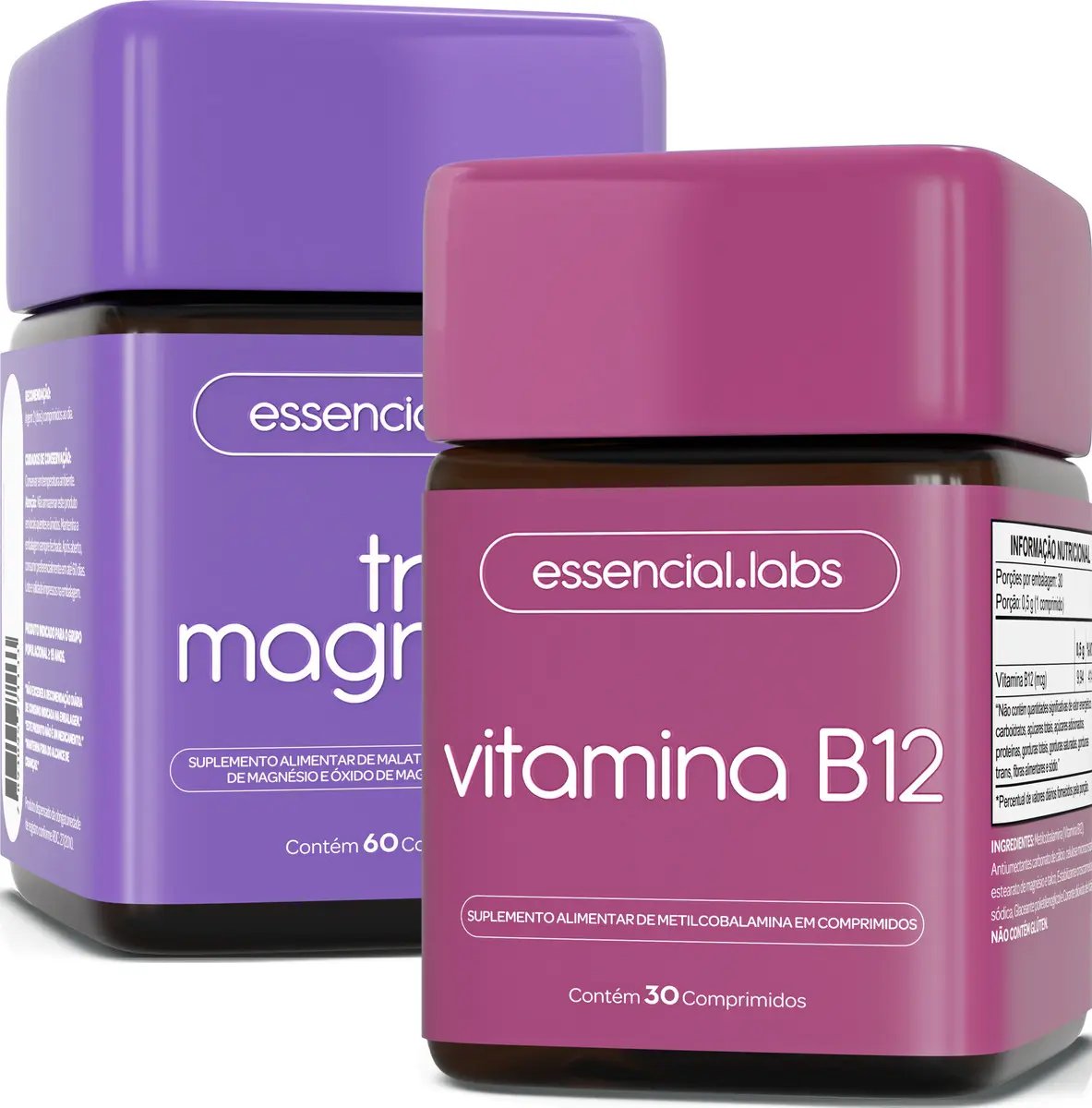 Kit Tri Magnésio com Vitamina B12 Metilcobalamina 60 Comprimidos