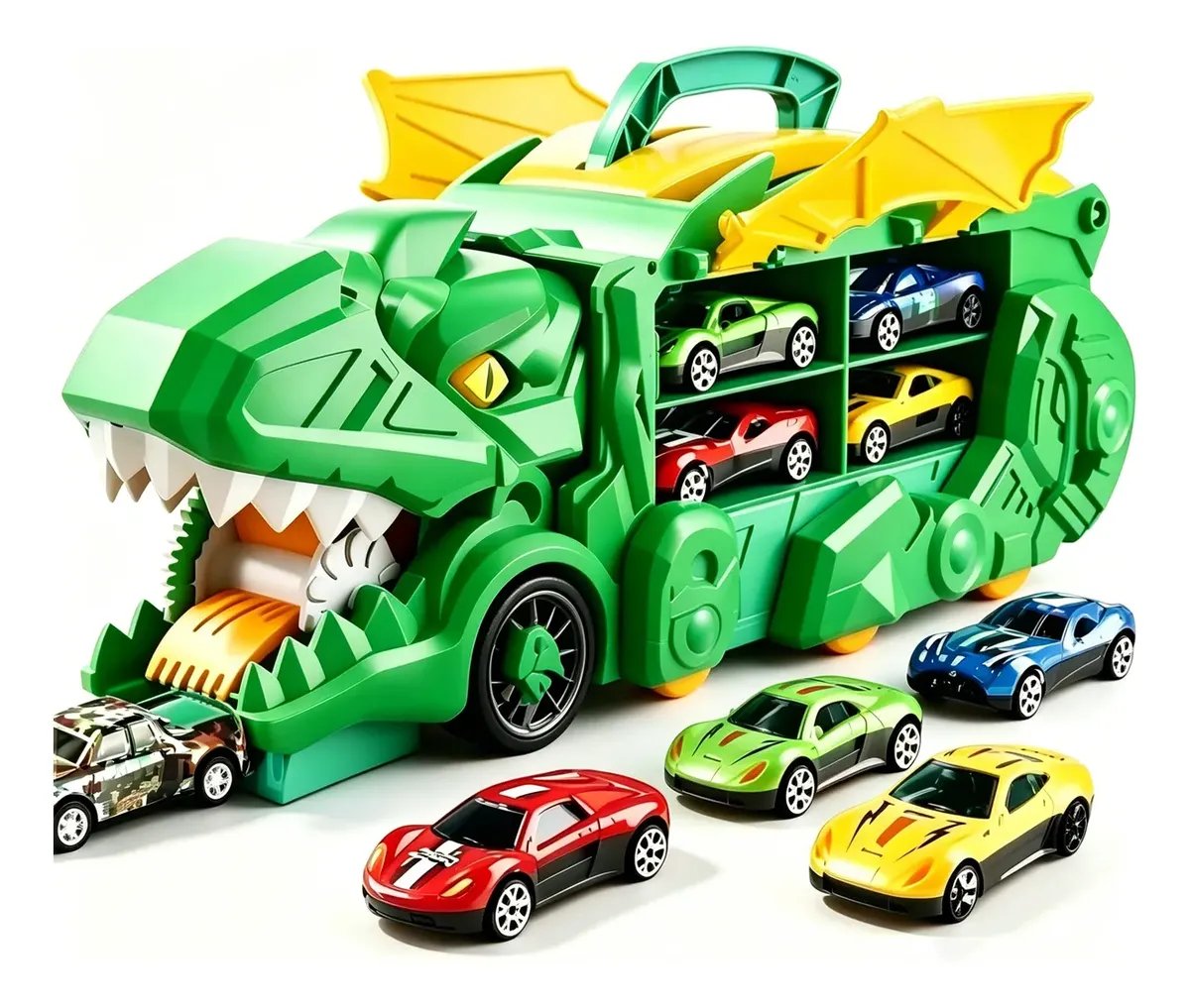 T-rex Engole Carrinhos, Caminhão Dinossauro Com 4 Carrinhos