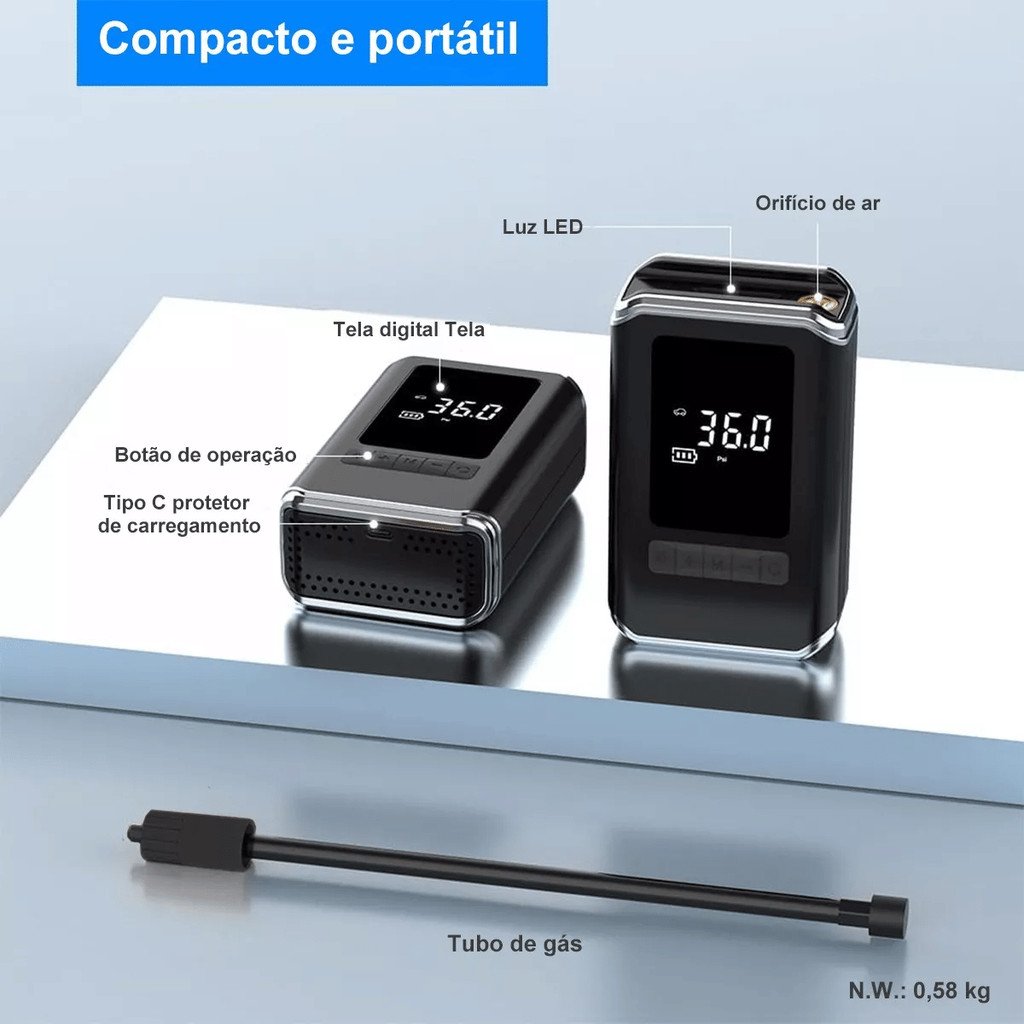 Mini Compressor Digital Portátil – Eficiência e Precisão na Palma da Mão