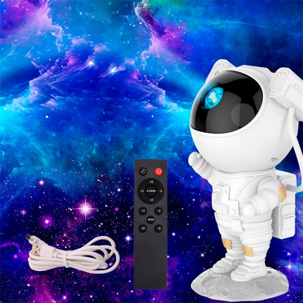 Projetor Galáxia Astronauta LED RGB de Estrelas com Controle Remoto USB e Opção Bluetooth