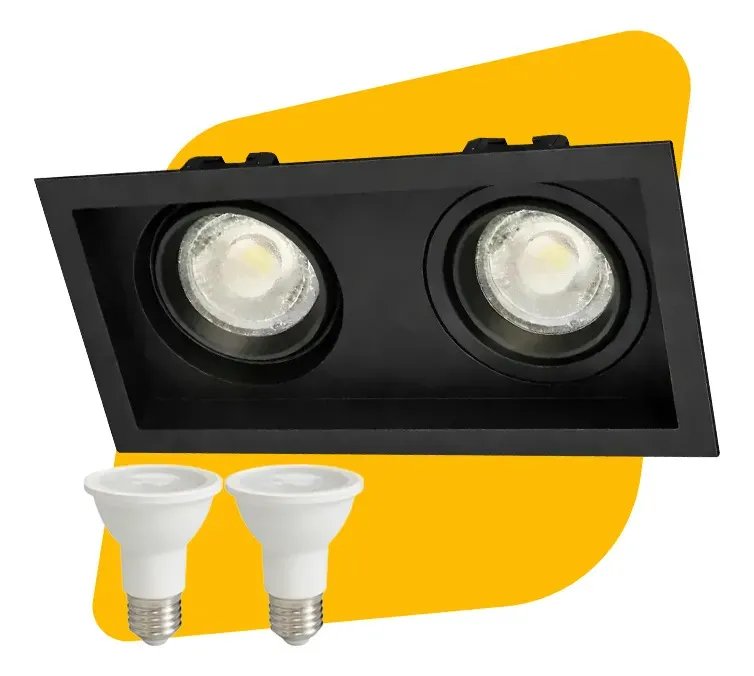 Spot Duplo Par20 Recuado: Design, Engenharia e Luz 4000K para Ambientes Modernos