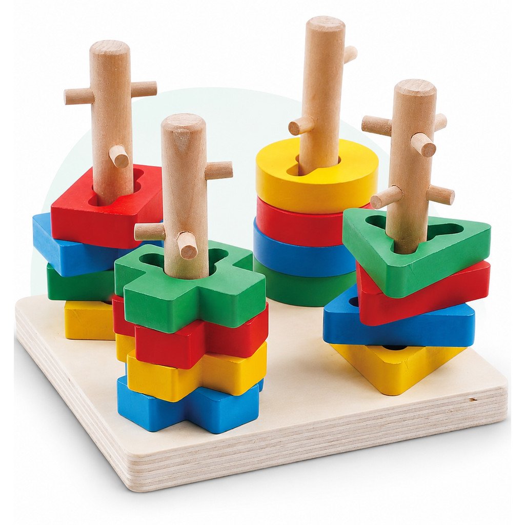 Desafio das Formas Geométricas Montessori em Madeira Kizumba