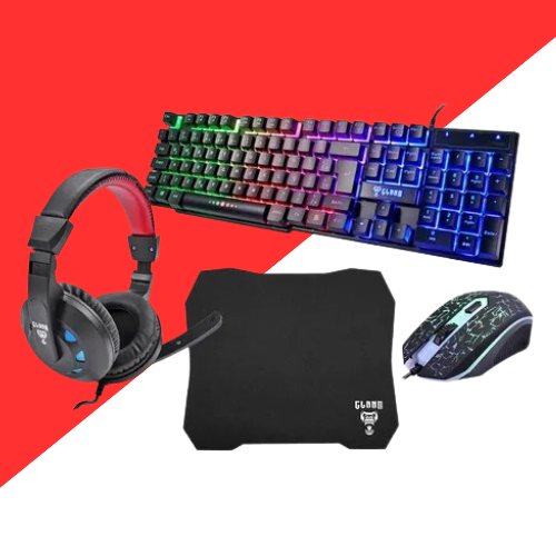 Kit Gamer CLANM 4 em 1 com Teclado Semi-Mecânico e LED