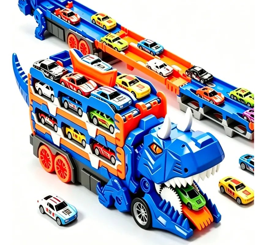 Caminhão Dinossauro Transformável Engole Carrinhos Dinossauro Azul
