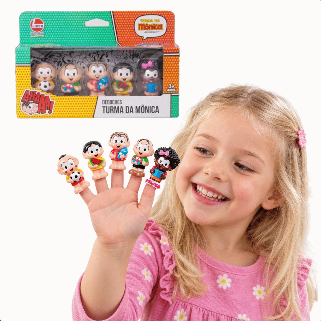 Miniaturas Dedoche Turma da Mônica Vinil Atóxico 5 Peças