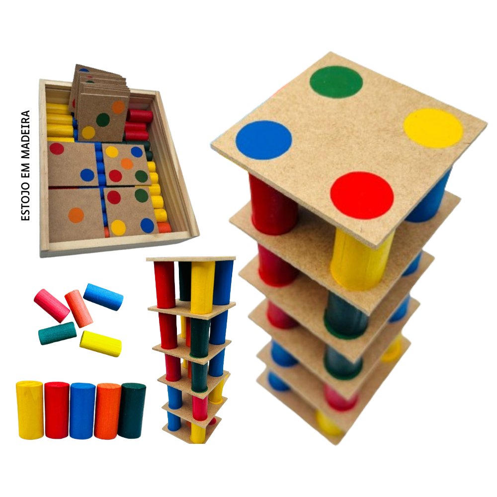 Torre Inteligente em Madeira com 63 Peças Montessori