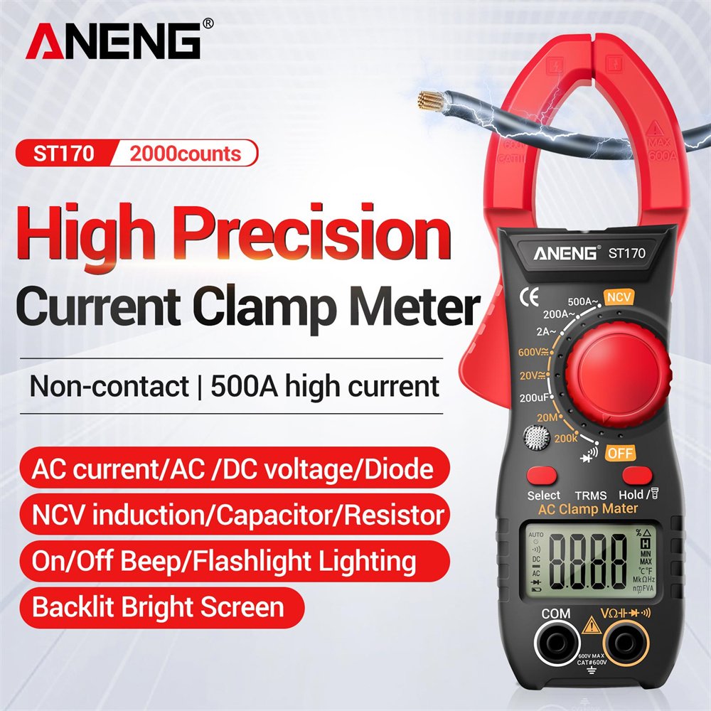 Medidor De Braçadeira Digital ANENG ST170 True RMS