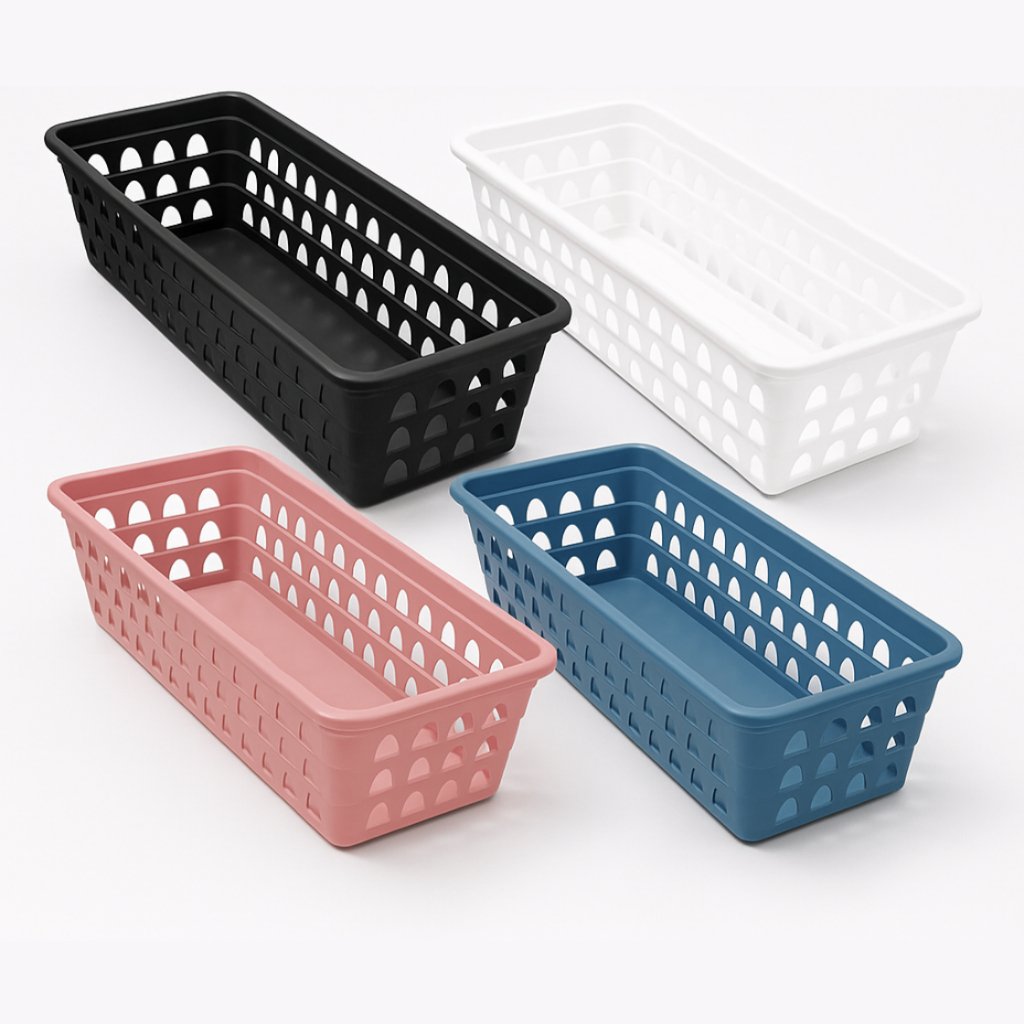 Kit Cestos Organizadores Retangulares Multiuso 28cm
