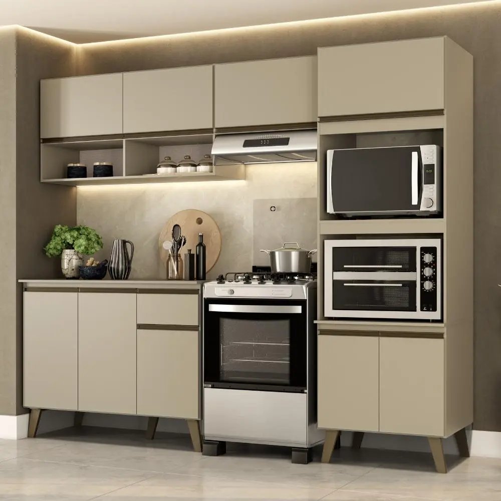 Armário Cozinha Completa Atlanta Essence Carraro Amêndoa