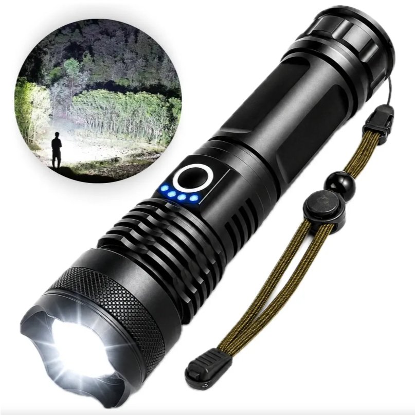 Lanterna Tática Profissional Recarregável LED com Zoom Alta Potência