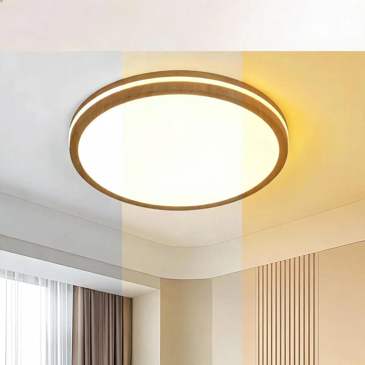 Plafon LED Redondo Madeirado: Iluminação Eficiente com Toque de Natureza e Versatilidade Bivolt